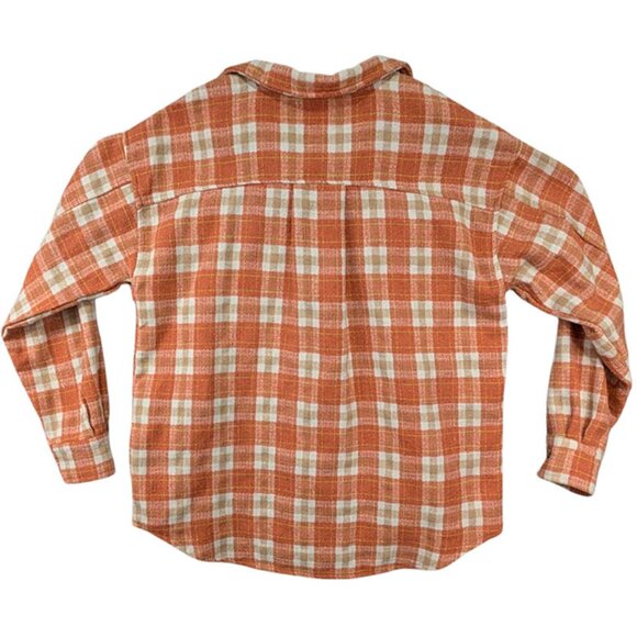 Easel Shacket Womens S Orange Plaid Lumberjack 90s Grunge Streetwear Fall Wool - Picture 2 of 9